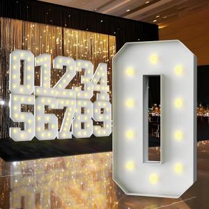 3FT Marquee Light Up Number,Marquee Numbers 3 Feet Tall, Large Led Sign for Baby Shower,Party,Birthday Decorations,Graduation,Prom(Number 0)