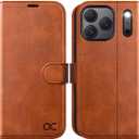 OCASE Compatible with iPhone 17 Pro Wallet Case, PU Leather Flip Folio Case with Card Holders RFID Blocking Kickstand [Shockproof TPU Inner Shell] Phone Cover 6.3 Inch 2025, Brown