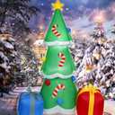 6FT H Adorable Christmas Inflatable Tree with Two Gift Gags with Build-in LED Lights, Blow up Christmas Tree Outdoor Indoor Decorations Large Party Yard Decoration