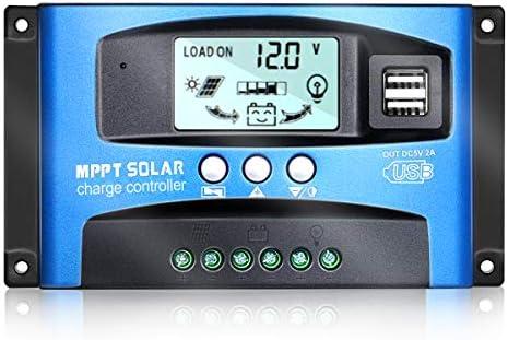 iSunergy MPPT Solar Charge Controller 40A 12V/24V Auto Solar Panel Intelligent Regulator with Dual USB Port LCD Display for Lead Acid Batteries