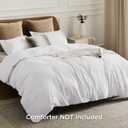 Bedsure White Duvet Cover Queen Size - Soft Double Brushed Bedding Set for Kids & Adults, Zipper Closure, 3 Pieces, Includes 1 Duvet Cover (90"x90") & 2 Pillow Shams, NO Comforter