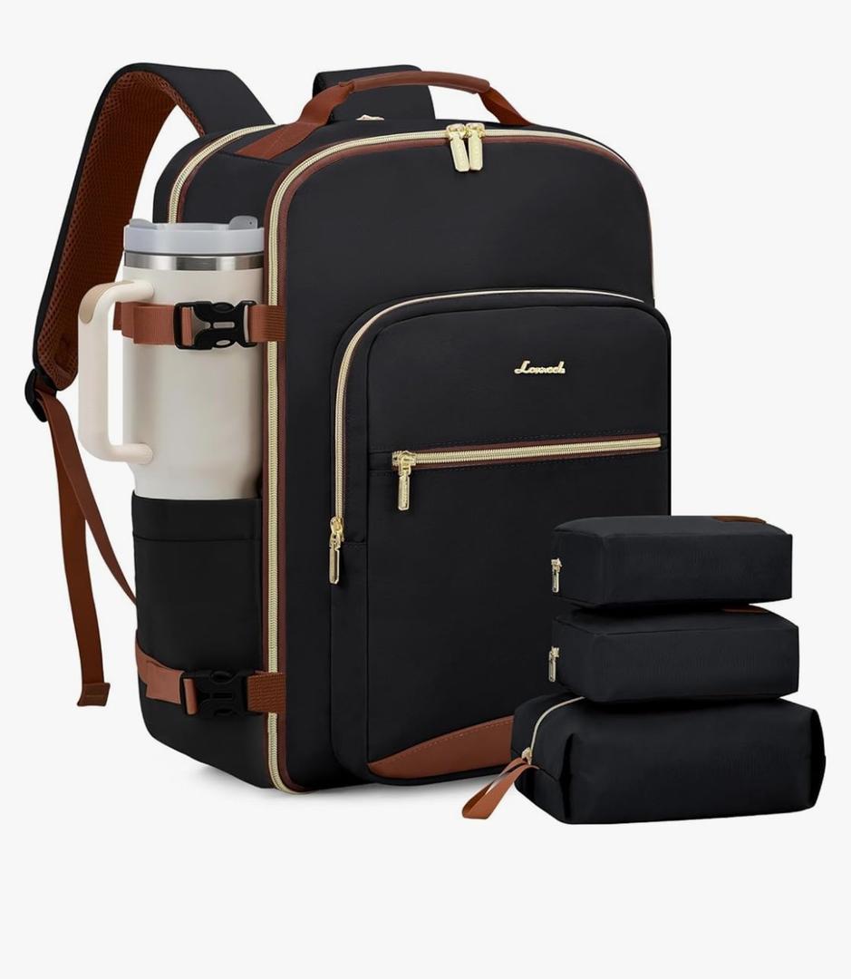 Travel Backpack for Women & Men, Airline Approved Carry On Luggage with 3 Packing Cubes, TSA Overnight Bags, Waterproof Personal Item Bag, Weekender Essentials Backpacks fits 17" Laptop