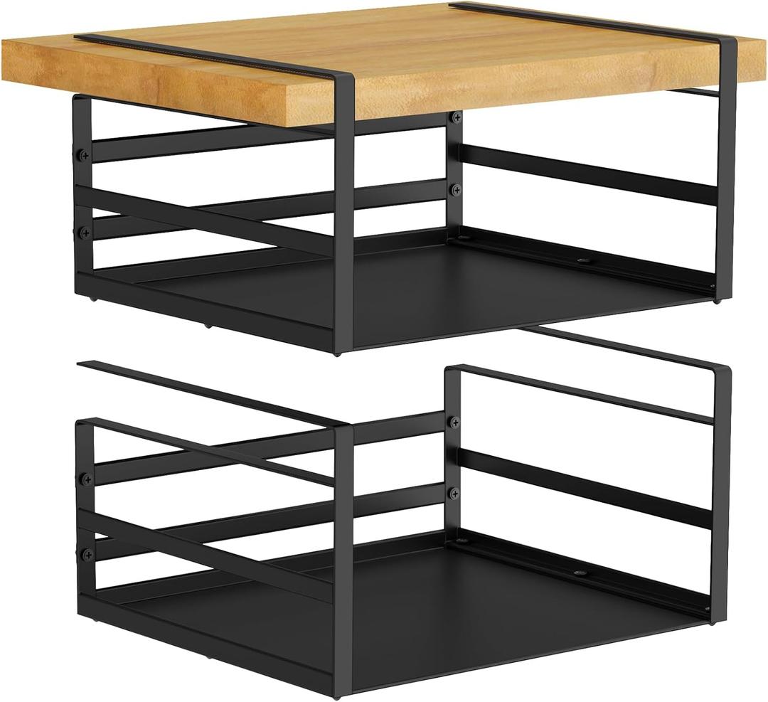 PEKGRIL 2 Pack Under Shelf Basket, Black Undershelf Storage Basket, Heavy Duty Slide-in Hanging Storage Basket, Metal Under Cabinet Organizer for Kitchen, Pantry, Desk, Bookshelf, Cabinet