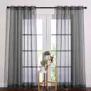 NICETOWN Sheer Curtains 84 Inches - Long Grommet Elegant Light Filter Sheer Voile Drapes Panels Room Decor for Bathroom/Living Room (54" Wide, Dark Grey, 2 Panels)