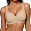 OEAK Women Jelly Bras No Underwire Scalloped Push Up Buttery Soft Tshirt Bra Seamless Full Coverage Convertible Everyday Bra, XL