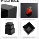 3 PCS Black Buffet Risers, Black Acrylic Food Display Stand, Square Acrylic Risers Display Stands, Mirror-Polished Display Box, Nested Storage Box, Cake Rise Stand for Parties, Birthdays, Weddings