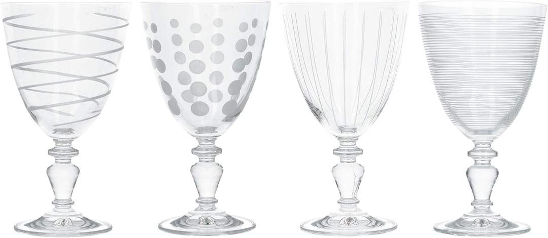 MIKASA Cheers Wine Goblets, Crystal Wine Glasses, Silver Design, 340ml, Set of 4 MIKASA Cheers Wine Goblets, Crystal Wine Glasses, Silver Design, 340ml, Set of 4