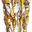 Gold Crystal Glass Bohemian Vase with Hand Painted Golden Edge 9.1inch Tall for Centerpieces, Weddings, Housewarming, Home Decor