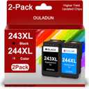 PG-243 CL-244 XL Combo Pack Ink Cartridges Replacement for Canon 243XL 244XL for Pixma TR4520 MG2520 MG2522 TS3322 TR4522 TS3122 MX490 MX492 MG2922 Printers (1 Black 1 Color)