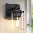 L LOHAS LED 1 Light Bathroom Vanity Light, Black Bathroom Light Fixture Over Mirror, Modern Lighting Fixtures with Clear Glass Shade, Vintage Vanity Lights for Bathroom, Mirror, Hallway