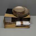 Morejoy 175PCS Pearl White and Gold Plastic Plates - Disposable Gold Party Plates & Pre Rolled Napkins with Cutlery for 25 Guests, 50Plates, 75Silverware, 25Cups, 25Napkin for Party &Wedding