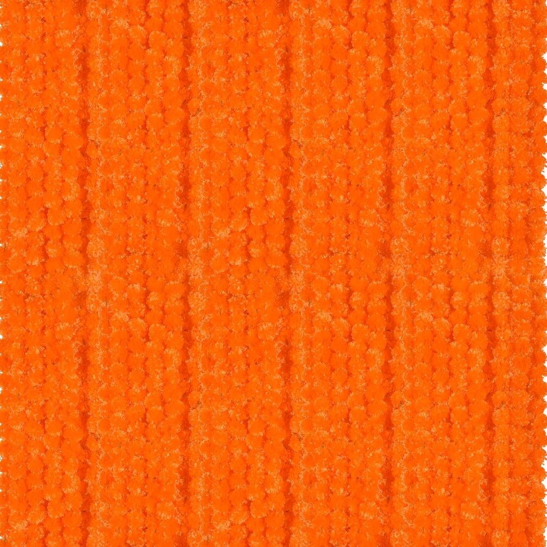 Giegxin 50 Pack Marigold Garland Bulk 5 ft Day of the Dead Artificial Marigold Garland Flowers Indian Faux Flower for Wedding Diwali Dia De Los Muertos Party Decoration Supplies(Orange)