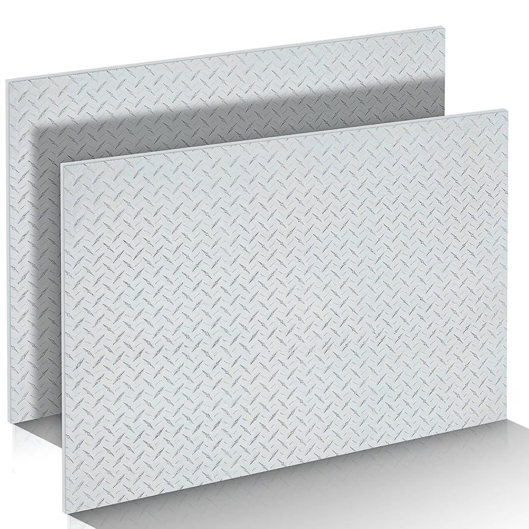 Tandefio 2 Pcs 36 x 24 x 0.063 Inches Aluminum Diamond Plate Sheet Metal Aluminum Sheet Flat Metal Sheets Tread Diamond Plate Panel for Cutting Processing
