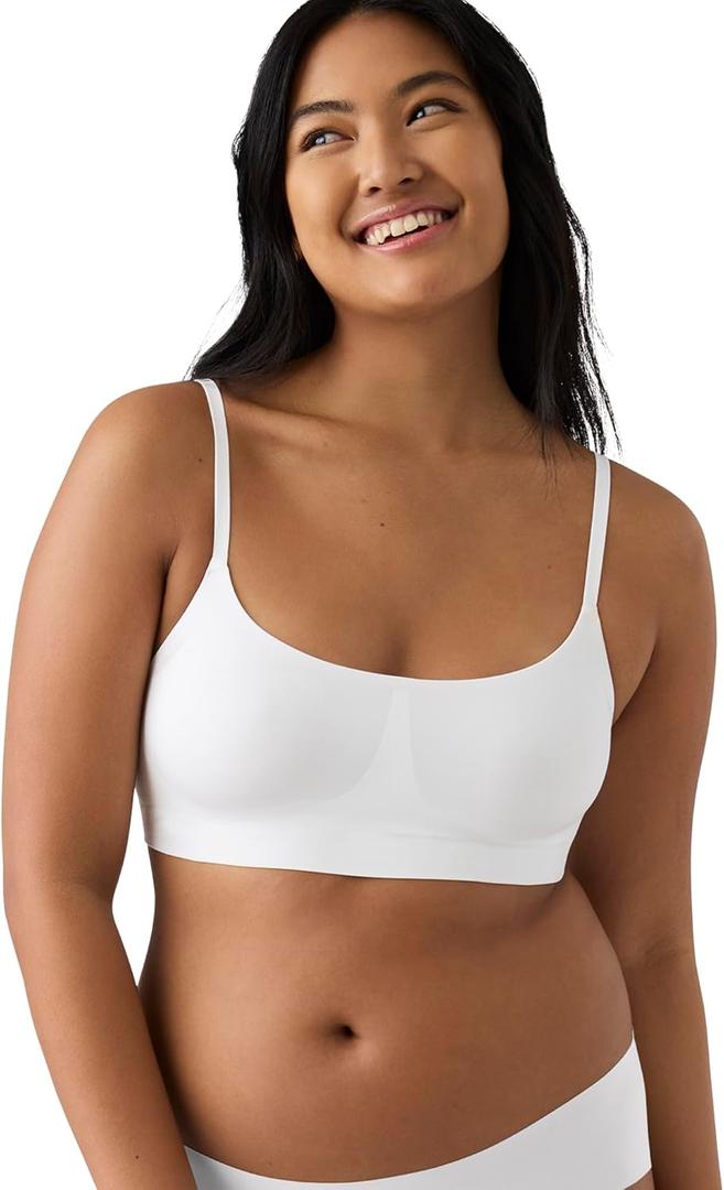 True & Co Women's Soft Form Square-Neck Adjustable Plunge-Back Bra (Large, White)