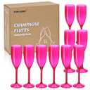 XUWAIDSGN Champagne Flute Acrylic Champagne Glasses Wedding Toasting Champagne Flute Goblet Plastic Reusable Unbreakable Champagne Cups for Bachelorette Wedding Bridal Shower Party (Hot Pink, 10)