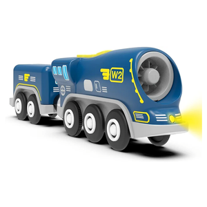 MAYABBO Battery Operated Locomotive Trains for Wooden Tracks, Powerful Engine Toy Train Vehicle for Railway Track, Science Fiction Train Car Series Fit All Brands Railroad (Battery Not Included)