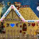 3 Pcs Christmas Outdoor Gingerbread House Decorations Christmas Gingerbread Roof Porch Door Window Banner for Xmas Winter Holiday Party House Decor