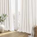 Guken Ivory 100% Blackout Curtains 84 Inch Length 2 Panels Set for Living Room Bedroom Back Tab Thermal Insulated Black Out Linen Drapes Room Darkening Window Curtains 84 Inches Long