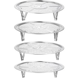 uxcell 4pcs Stainless Steel Steamer Rack with Stand, 7.9 Inches/8.6 Inches/9.5 Inches/10.2 Inches Pot Steaming Tray for Steamer Cookware Instant Pressure Cooker