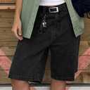 EMMIOL Women Jorts Baggy Jeans Jorts Outfits High Waisted Denim Y2K Shorts Summer Bermuda Shorts Streetwear (Black, XXL)