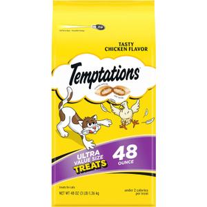 Temptations Classic Crunchy and Soft Cat Treats Tasty Chicken Flavor, 48 oz. Pouch (3 Pound (Pack of 1))
