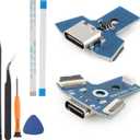 2PCS for PS4 Charging Port Upgrade from MicroUSB to USB TypeC Connector Dock for PS4 JDS040/050/055 USB Charge Power Socket Jack Port Console DIY Accessories (with Repair Tools)