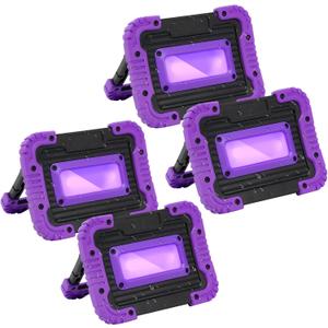 Rechargeable Black Light, Battery Powered Blacklight, Cordless 395nm UV Black Light for Neon Glow Party, Glow in The Dark, Aquarium, Body Paint, Fluorescent Poster, Halloween Party, 4 Packs