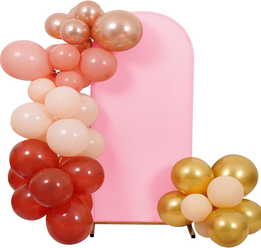Peomeise 7.2FT Wedding Arch CoverPink Arch Backdrop Cover Stretchy Spandex Backdrop Stand Covers for Birthday Party Ceremony Banquet Decor(86.4" L x 48" W)