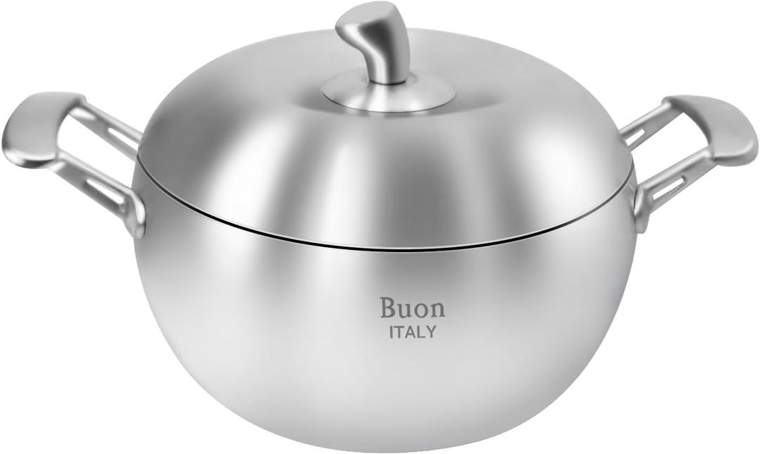 5-Ply Stainless Steel Stock Pot 3.9 Quart Soup Pot with Lid, Stay-Cool Handles, Nonstick Induction Stewpot for Cooking