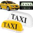 12V LED White Light Magnetic Taxi Sign Roof Top Car Super Bright Light Lamp With 3 Meter Power Plug Line Compatible With Driver Practitioner (Type: With Sign, Case Color: White)
