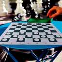 Juegoal 20" Portable Chess & Checkers Set, 2 in 1 Travel Board Games for Kids and Adults, Folding Roll up Chess Game Sets, Extra 26 Checker Pieces, Tournament Thick Mousepad Mat with Storage Bag