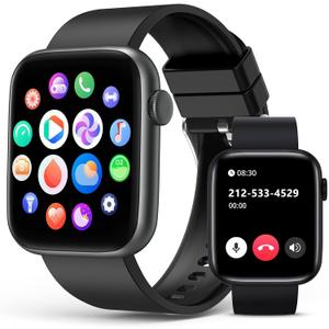 EarlySincere 2024 Smart Watch for Men Women with Bluetooth Call,1.9'' HD Full Touch Screen Fitness Watch, Smartwatch with IP67 Waterproof with Blood Pressure Sleep Monitor for Android and iOS (Black)