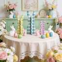 Easter Bunny Table Decorations, 3-Piece Wooden Bunny Decor Set, Cute Easter Centerpiece for Table Shelf Living Room Kitchen, 5-8 Inch MDF Bunny Decorations for Spring Home Dcor