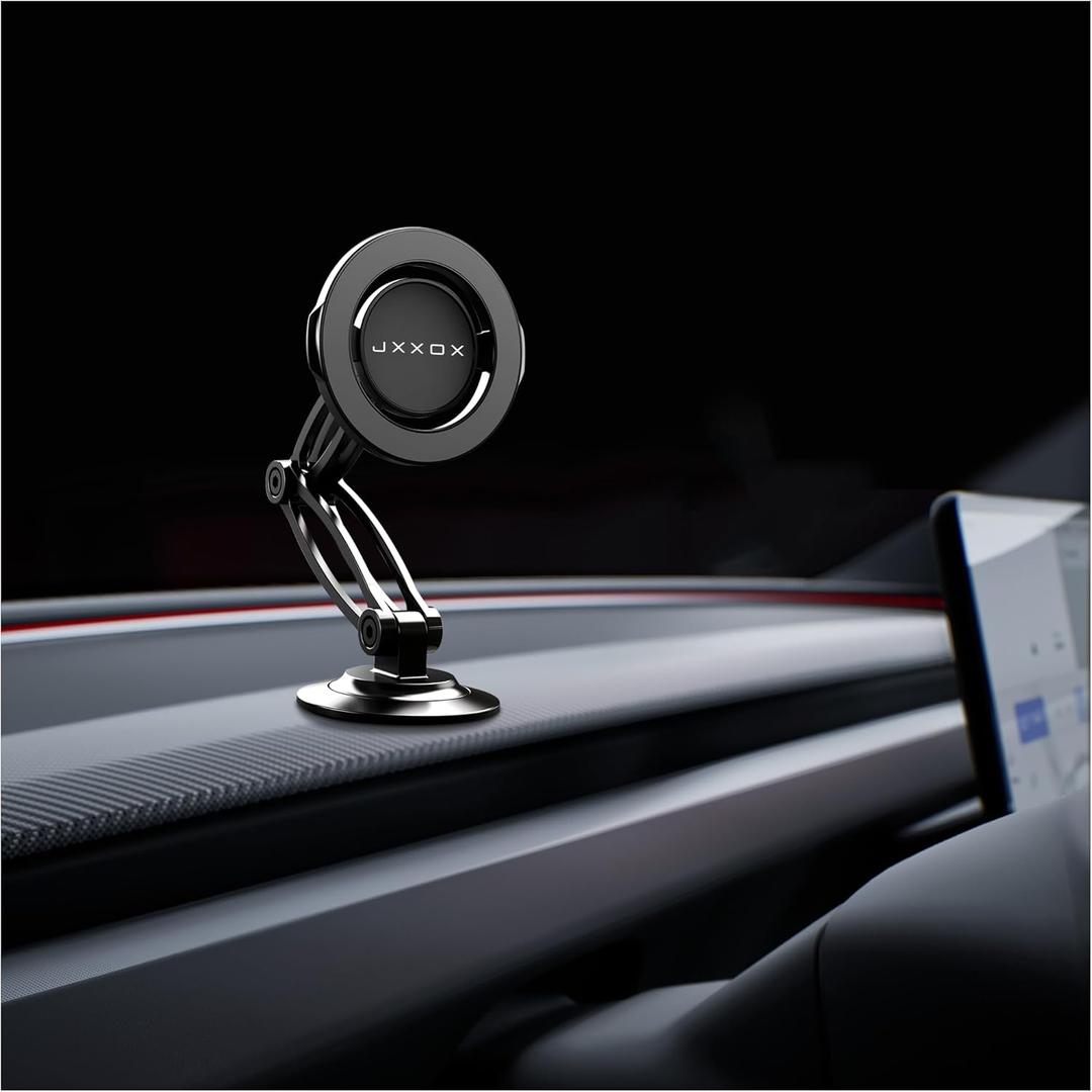 for Mag-Safe Car Phone Mount, 1080 Adjustable 3-Axis Arm Magnetic Dashboard & Windshield Holder, Strong Adhesive Base, Stable Hands-Free Car Mount for iPhone 16/15/14/13/12 Series