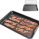 DcYourHome Universal Baking Sheet with Wire Rack for Ninja B32102 Foodi Bakeware Set, Premium Nonstick Toaster Oven Pan & Roasting/Cooling Rack for Oven, Air Fryer Cookware Accessory with 17 x 11 inch