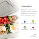 LunchBots Medium Trio II Snack Container - Divided Stainless Steel Food Container - 3 Sections for Snacks On the Go, Dishwasher Safe - Stainless Steel