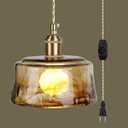 Sedelan Plug-in Hanging Light, Glass Hanging Lights with Plug-in Cord, Dimmable Pendant Lights Kitchen Island, Vintage Pendant Light Fixtures for Living Room, Bedroom Hallway