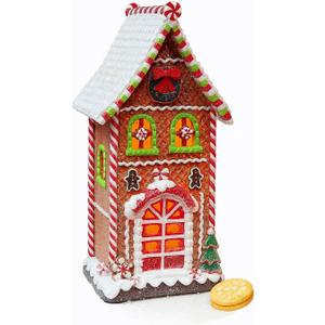 MOMENTS IN TIME Gingerbread Village House LED Light Up Christmas Decoration 12.9 Handcrafted Polyresin Holiday Dcor Battery Operated Christmas Village Scene Gift Packaging Included