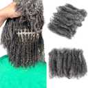 HAPPY&CC 4C Grey Afro Kinky Bulk Human Hair for Mini Micro Locs Braids Twist Braiding Dreadlock Hair Extensions Salt and Pepper 14 Inch 50 Gram (Mix grey color)