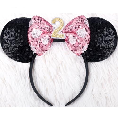 CANMIL Sparkle Birthday Bow Headband for Girls, 2nd Birthday Party Sequins Hair Accessories (2nd)