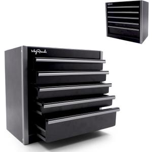 Black Mini Metal Tool Box with 5 Drawers and Top Storage, Portable Tools Storage and Organizers, Home DIY (Black, 5 drawer)