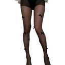 SHENHE Women's Bows Tights High Waist Beaded Ultra Thin Sexy Pantyhose Stockings Black Medium