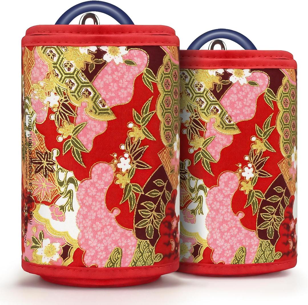 Small 5.9''-9.5''(15-24cm) and Extra Large 15.7''-26'' (40-66cm) Replacement Blood Pressure Cuff Set with 12 Connectors, Compatible with BP Monitors Red Classical Flower