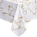 sancua 100% Waterproof Vinyl Tablecloth 54x78 Inch, Rectangle PVC Table Cloth for Picnic, Oil-Resistant Spill-Proof Wipeable Table Cover for Dining, Kitchen, Parties, Indoor and Outdoor, White Marble