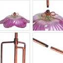 Outdoor Bird Bath Glass Birdbath Garden Birdfeeder with Metal Stake Pink(Height:26inch)
