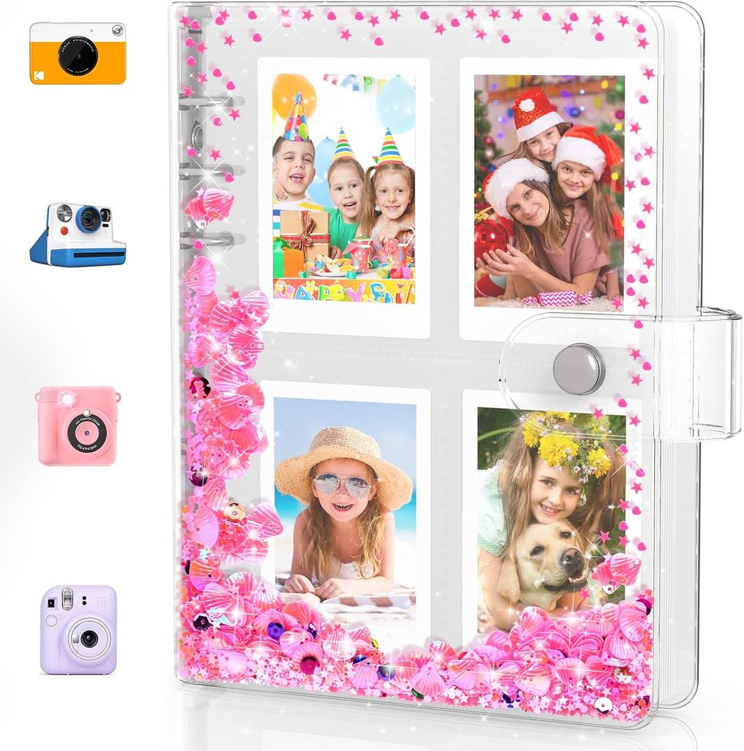 Kids Photo Album for Instax Mini, Photo Album for Polaroid, Applicable to Fujifilm Instax Mini 11 12 40 Kodak Mini Photo, Gift for 4 5 6 7 8 9 10 11 12 Year Old Girls (200 Photos) (Medium)