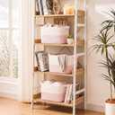OIAHOMY Woven Storage Basket for Shelves Rope Baskets for Organizing Pink