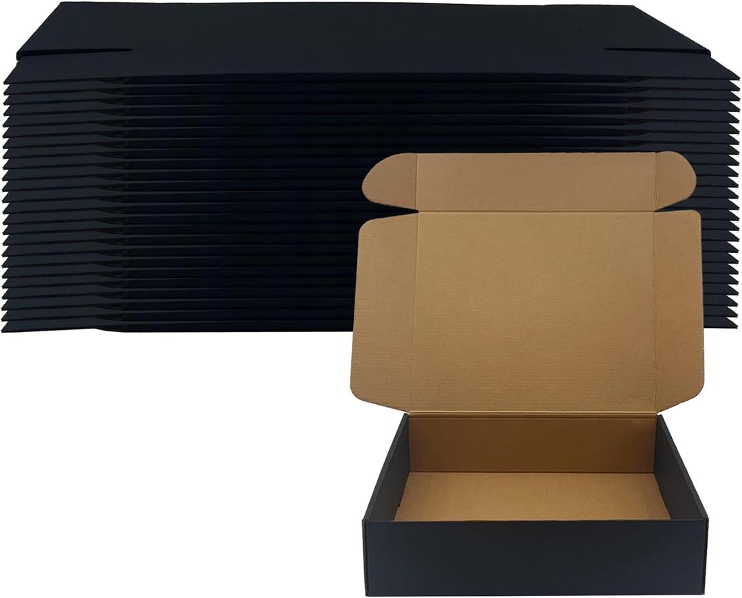 20 Pack 12x10x3 inches Black Shipping Boxes, Corrugated Mailer Boxes, Packaging Boxes for Products, Recyclable Cardboard Box, Flat Literature Mailers for Gifts, Small Business by Mailing