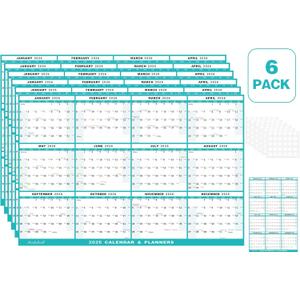 6pcs 32" x 48" 2026 Wall Calendar, Folded Wet & Dry Erase Wall Calendar 12 Month, Annual Yearly Planner Yearly Laminated Calendar 2026 Horizontal/Vertical, with Julian Dates