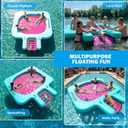Water Hammock Inflatable Floating Dock with Ramp, Heavy Duty Lake Raft Floating Island Platform, Large Tanning Pool Lounger with Cup Holders for Party, 10ft Hammock with Ramp